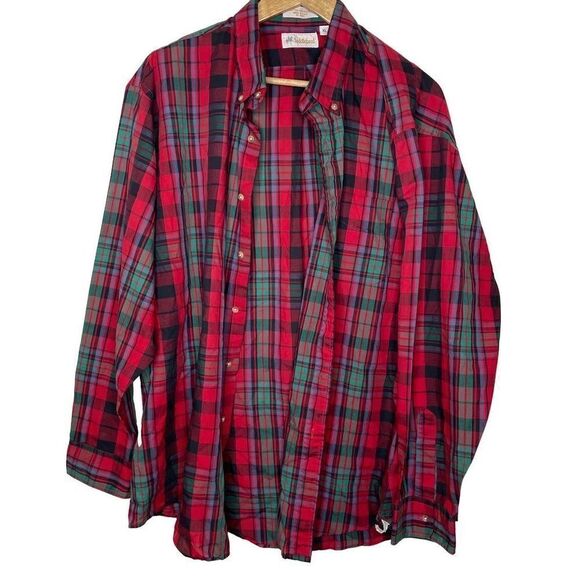Saddlebred Men's Red Christmas Plaid Button Down Shirt Size XL - Picture 1 of 5